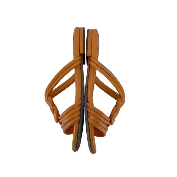 Alexandre Birman Knot‎ Leather Slides Sandals Orange Size 37 EU 6.5 US